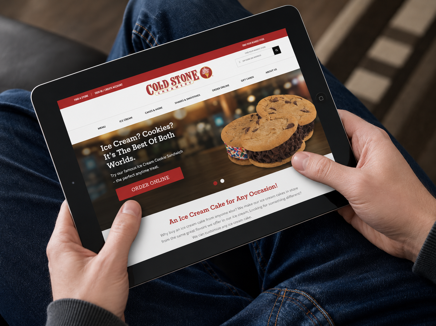 Cold Stone Creamery ordering experience built on Olo