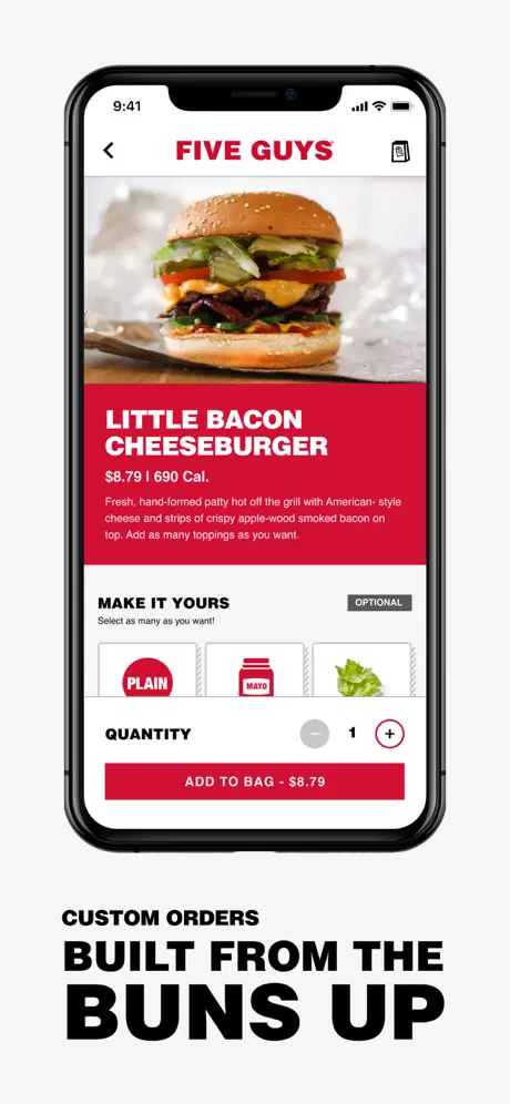 Five Guys mobile ordering app built on Olo