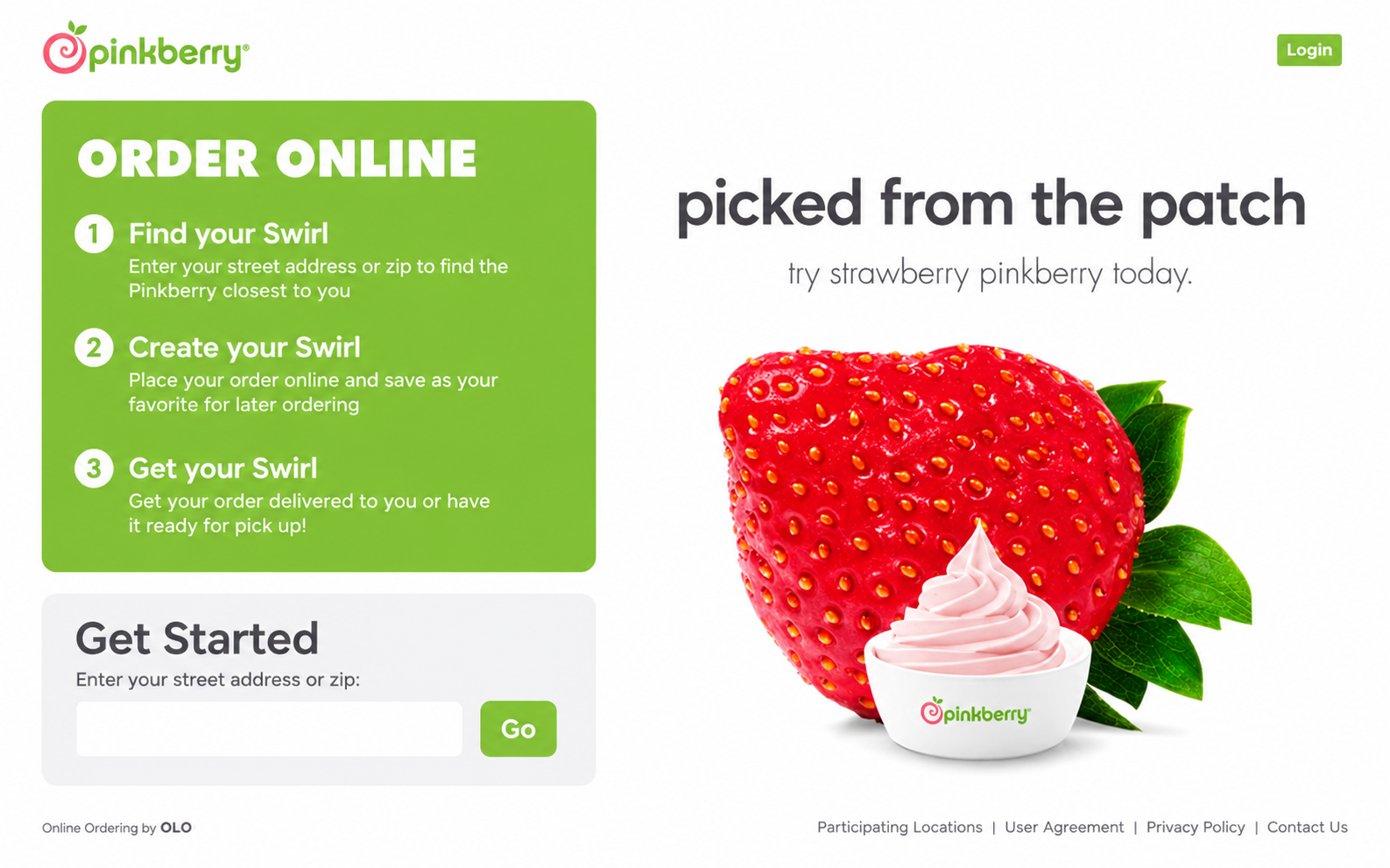 Pinkberry online ordering experience built on Olo