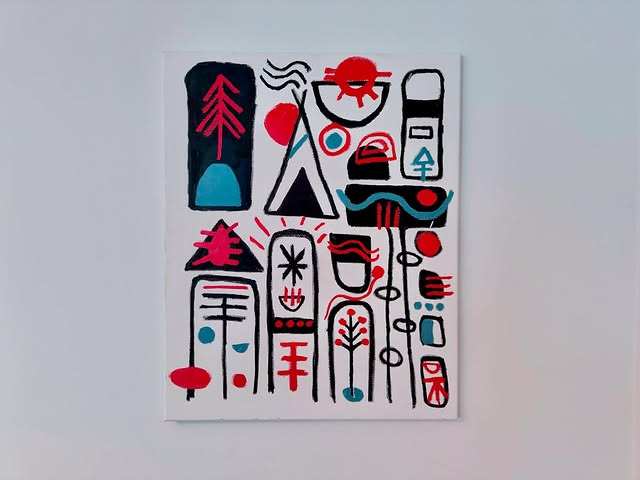 Oil painting, primitive modern art